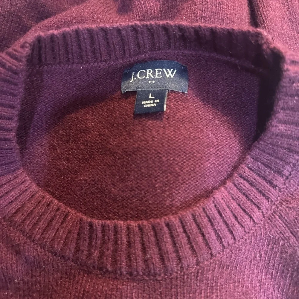 J Crew Burgundy Lambswool Blend Crewneck Sweater Large